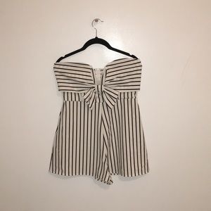 White and Black Striped Romper